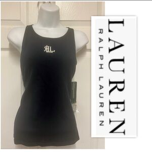 Lauren Ralph Lauren Black Stretch Cotton Tank